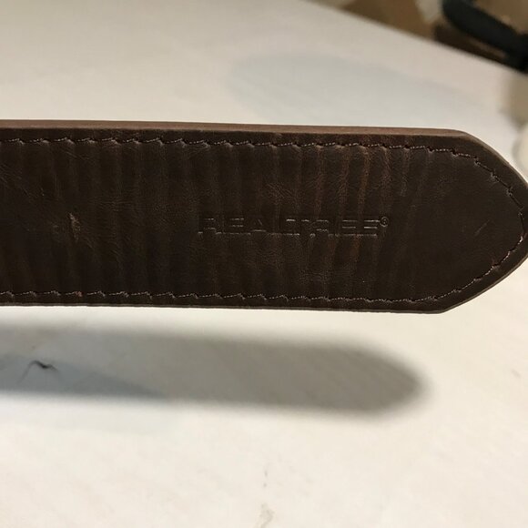 RealTree Mens Brown & White Canvas Leather Belt L / XL Metal Buckle 96000/979 - Picture 9 of 9